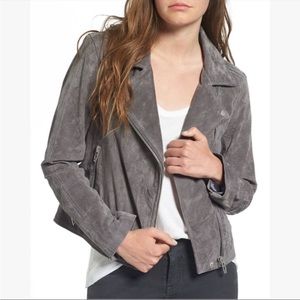 Anthropology BLANK NYC grey leather moto utility jacket size M
